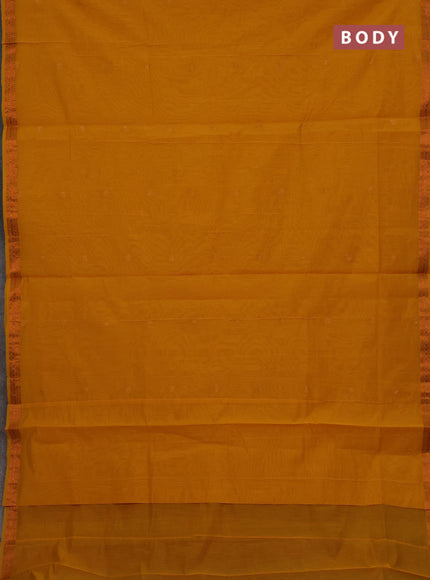 Mustard Yellow & Rust Semi Maheshwari Cotton - Buttas