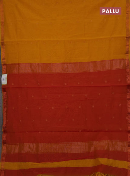 Mustard Yellow & Rust Semi Maheshwari Cotton - Buttas