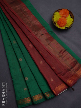 Green & Maroon Semi Maheshwari Cotton - Buttas