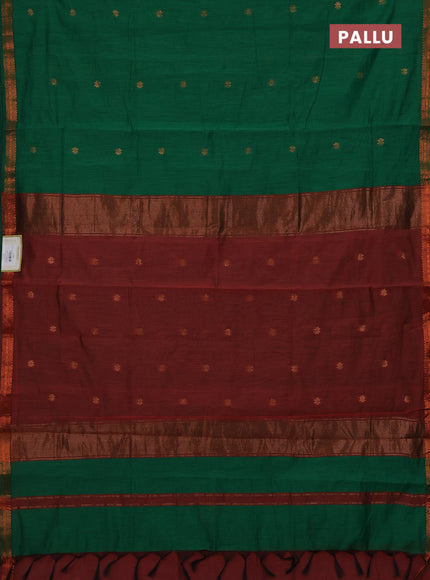 Green & Maroon Semi Maheshwari Cotton - Buttas