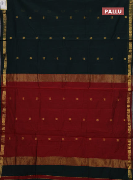 Bottle Green & Maroon Semi Maheshwari Cotton - Buttas