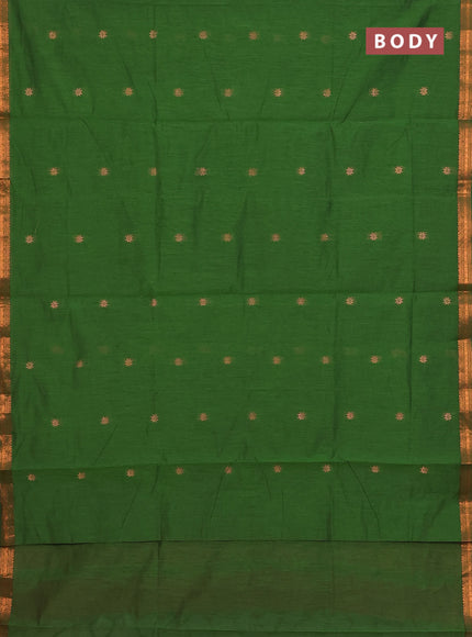 Sap Green & Maroon Semi Maheshwari Cotton - Buttas