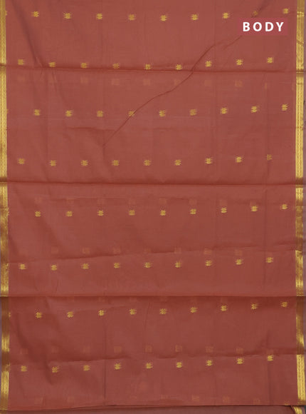 Brown & Green Semi Maheshwari Cotton - Buttas