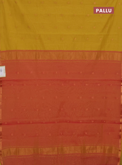 Yellow & Peach Pink Semi Maheshwari Cotton - Buttas