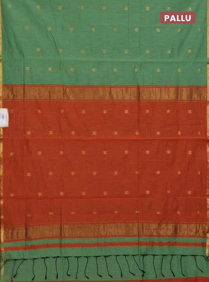 Green & Orange Semi Maheshwari Cotton - Buttas