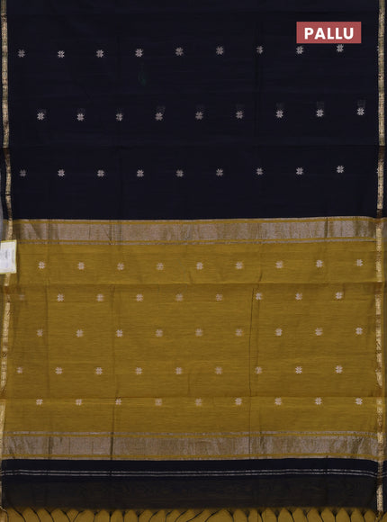 Navy Blue & Mehendi Green Semi Maheshwari Cotton - Buttas
