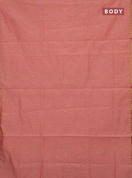 Peach & Red Semi Maheshwari Cotton - Buttas