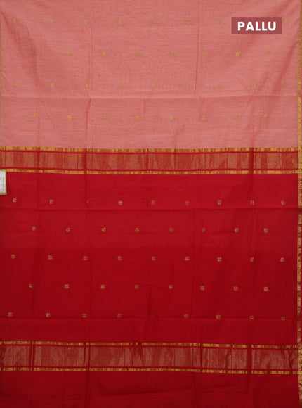 Peach & Red Semi Maheshwari Cotton - Buttas