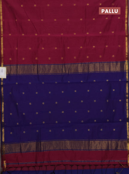 Magenta Pink & Blue Semi Maheshwari Cotton - Buttas