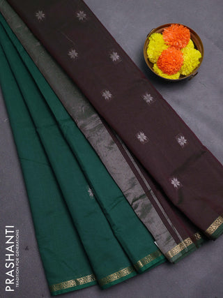 Green & Wine Semi Maheshwari Cotton - Buttas