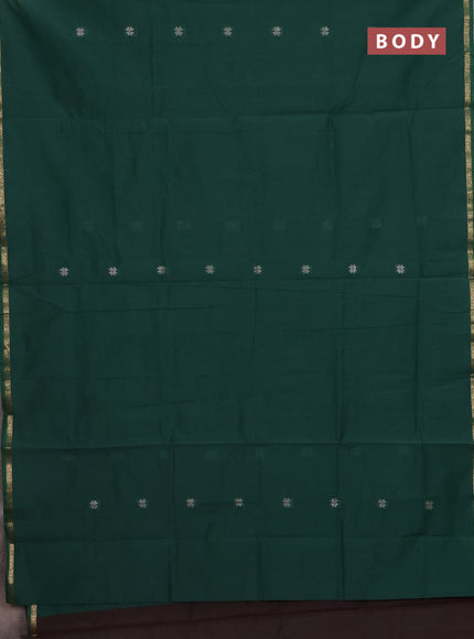 Green & Wine Semi Maheshwari Cotton - Buttas