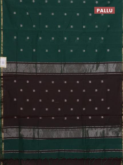 Green & Wine Semi Maheshwari Cotton - Buttas