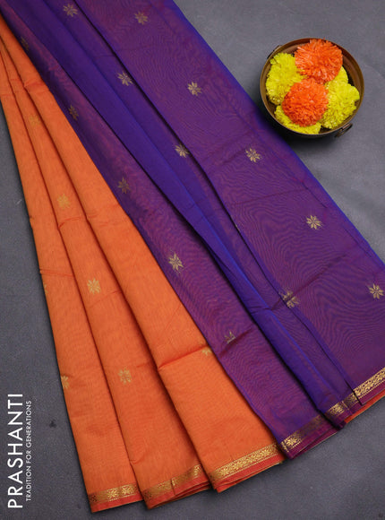 Orange & Purple Semi Maheshwari Cotton - Buttas