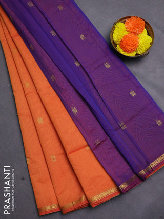 Orange & Purple Semi Maheshwari Cotton - Buttas