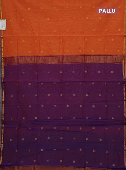 Orange & Purple Semi Maheshwari Cotton - Buttas