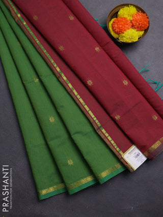 Green & Maroon Semi Maheshwari Cotton - Buttas