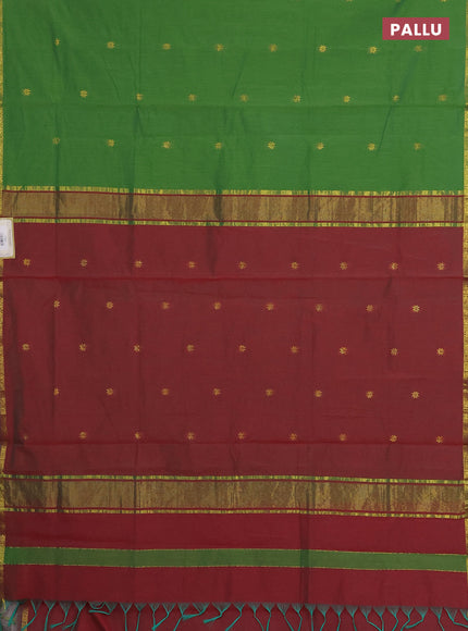 Green & Maroon Semi Maheshwari Cotton - Buttas