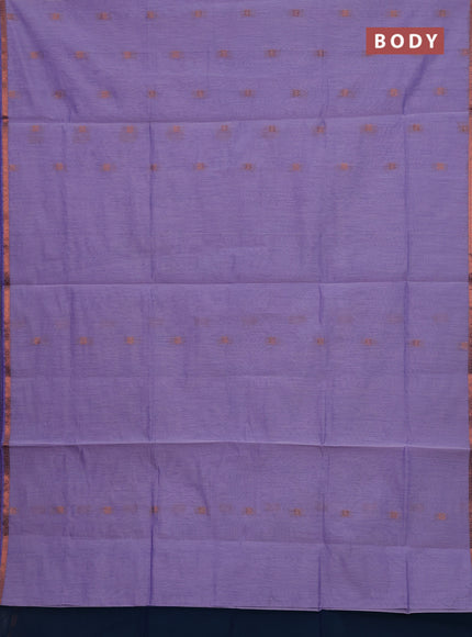 Lavender & Peacock Blue Semi Maheshwari Cotton - Buttas
