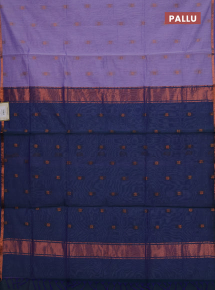 Lavender & Peacock Blue Semi Maheshwari Cotton - Buttas
