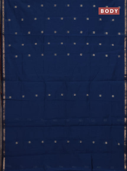 Peacock Blue & Maroon Semi Maheshwari Cotton - Buttas