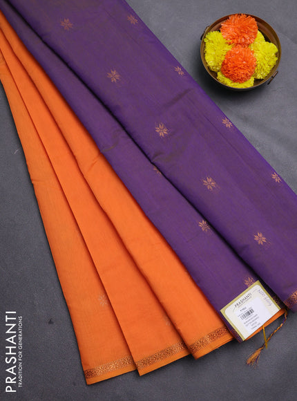 Orange & Purple Semi Maheshwari Cotton - Buttas