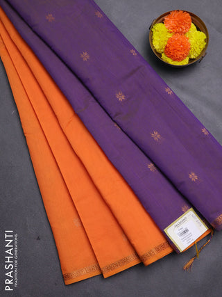 Orange & Purple Semi Maheshwari Cotton - Buttas