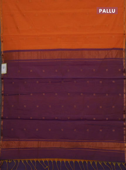 Orange & Purple Semi Maheshwari Cotton - Buttas