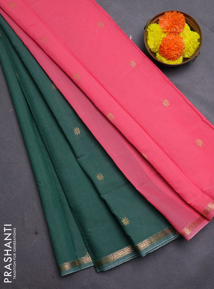 Green & Pink Semi Maheshwari Cotton - Buttas