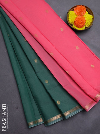 Green & Pink Semi Maheshwari Cotton - Buttas