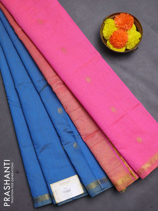 Cs Blue & Pink Semi Maheshwari Cotton - Buttas