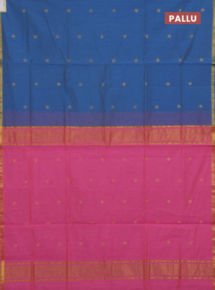 Cs Blue & Pink Semi Maheshwari Cotton - Buttas
