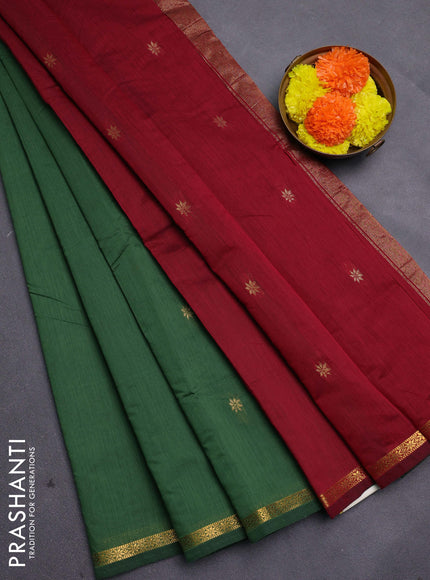 Green & Maroon Semi Maheshwari Cotton - Buttas
