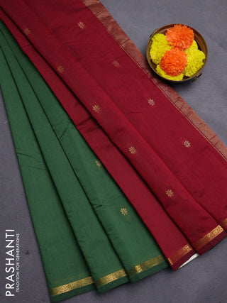Green & Maroon Semi Maheshwari Cotton - Buttas