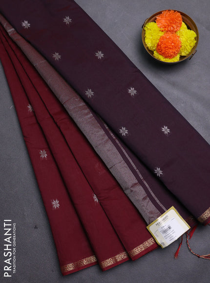 Maroon & Wine Semi Maheshwari Cotton - Buttas