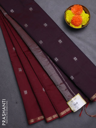 Maroon & Wine Semi Maheshwari Cotton - Buttas