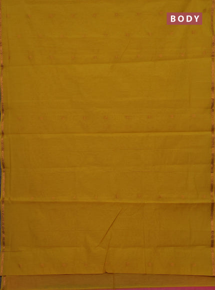 Mustard Yellow & Peach Pink Semi Maheshwari Cotton - Buttas