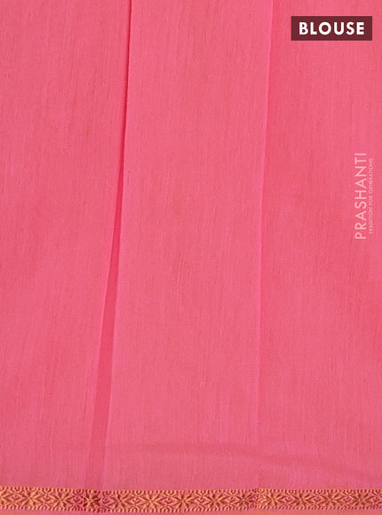 Mustard Yellow & Peach Pink Semi Maheshwari Cotton - Buttas