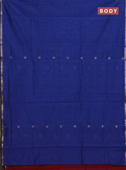 Blue & Maroon Semi Maheshwari Cotton - Buttas