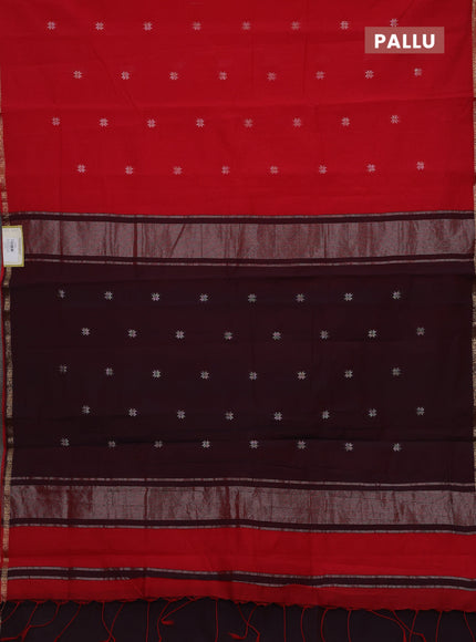 Red & Maroon Semi Maheshwari Cotton - Buttas