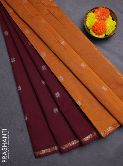 Maroon & Rust Semi Maheshwari Cotton - Buttas