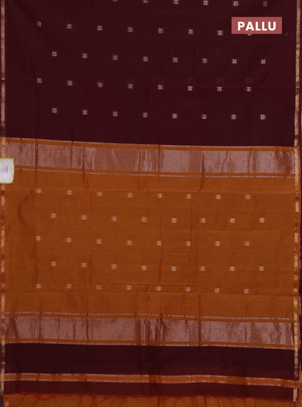 Maroon & Rust Semi Maheshwari Cotton - Buttas