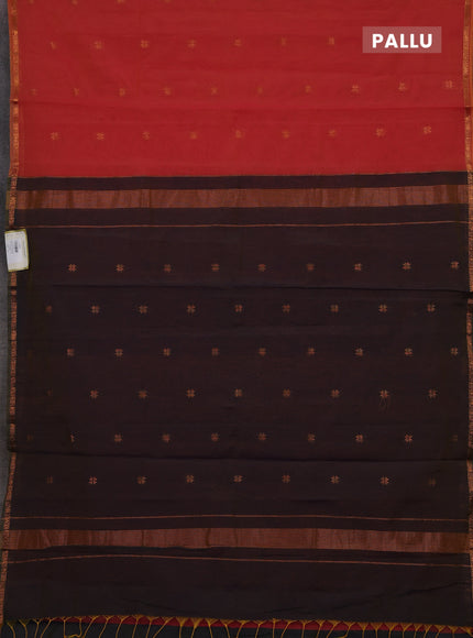 Orange & Navy Blue Semi Maheshwari Cotton - Buttas