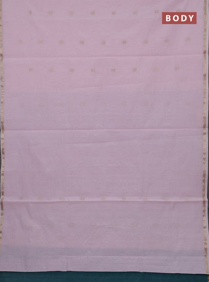 Baby Pink & Peacock Green Semi Maheshwari Cotton - Buttas