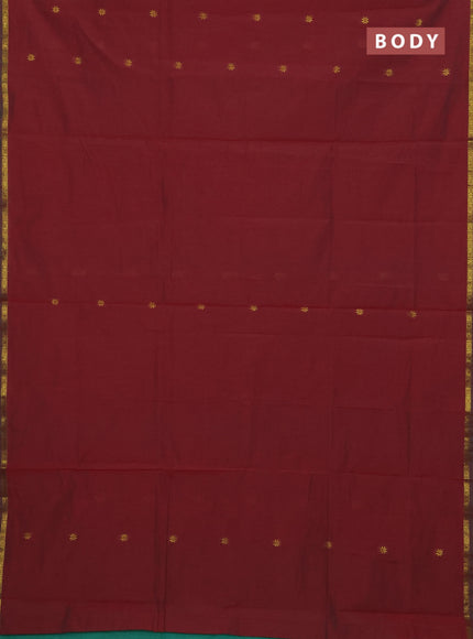 Maroon & Teal Green Semi Maheshwari Cotton - Buttas