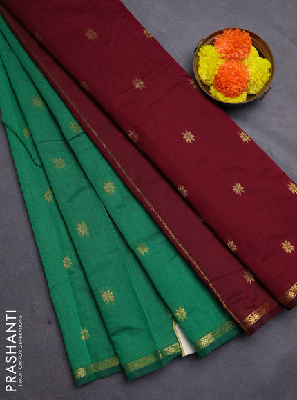 Green & Maroon Semi Maheshwari Cotton - Buttas