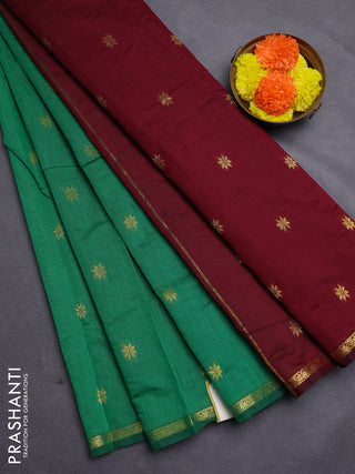 Green & Maroon Semi Maheshwari Cotton - Buttas