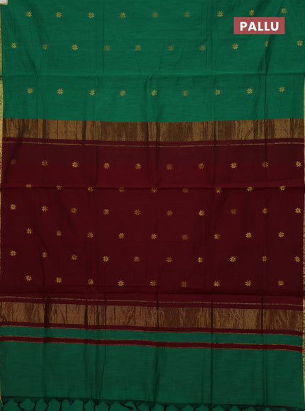 Green & Maroon Semi Maheshwari Cotton - Buttas