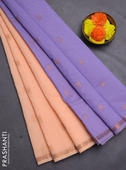 Peach & Lavender Semi Maheshwari Cotton - Buttas