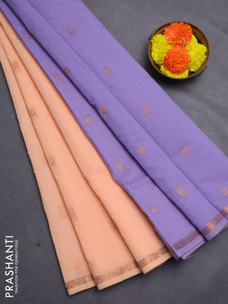 Peach & Lavender Semi Maheshwari Cotton - Buttas