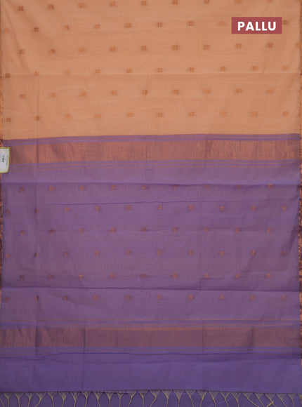 Peach & Lavender Semi Maheshwari Cotton - Buttas